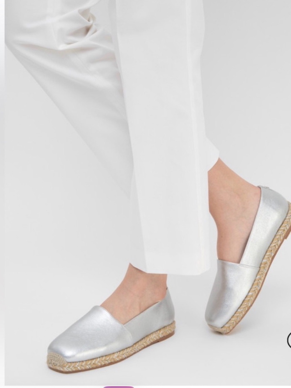 Stuart Weitzman Silver Metallic Espadrille Slip-Ons